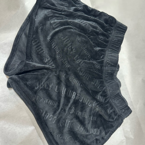 Juicy Couture Black Velour Relaxed Fit Shorts - Picture 4 of 5